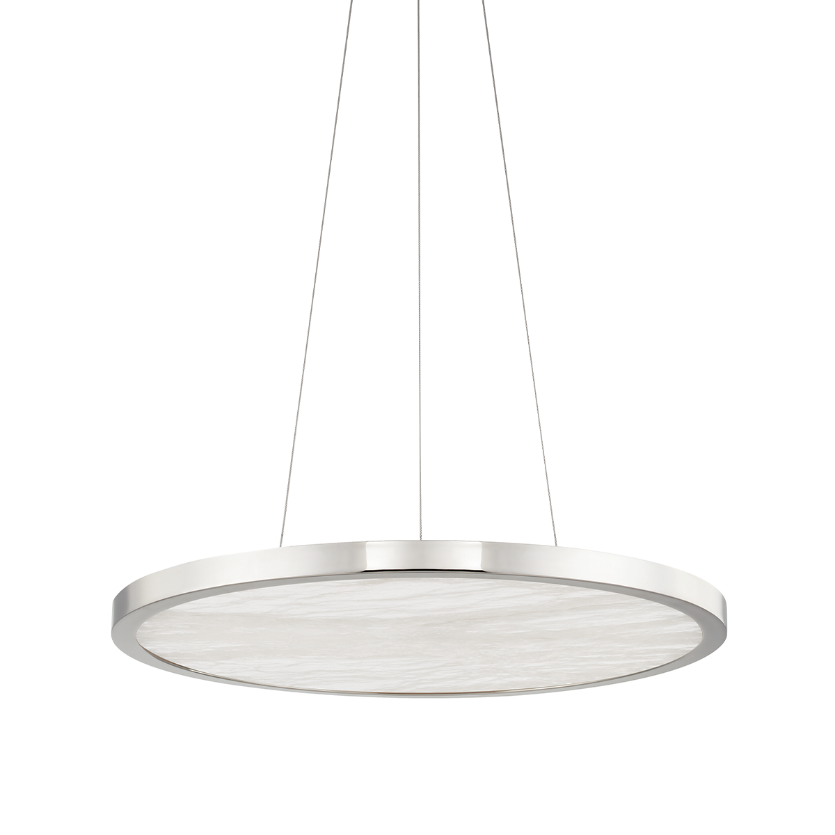 Eastport Chandelier 24.25" in polished nickel shown from a second angle to highlight the frame, arms, and shade detail.