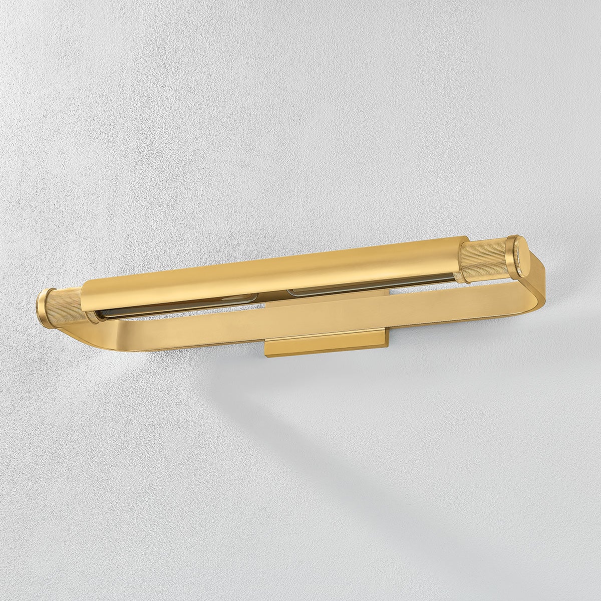 Elm Park Picture Light 24" in aged brass shown from the front to reveal the arm curve and shade proportion.