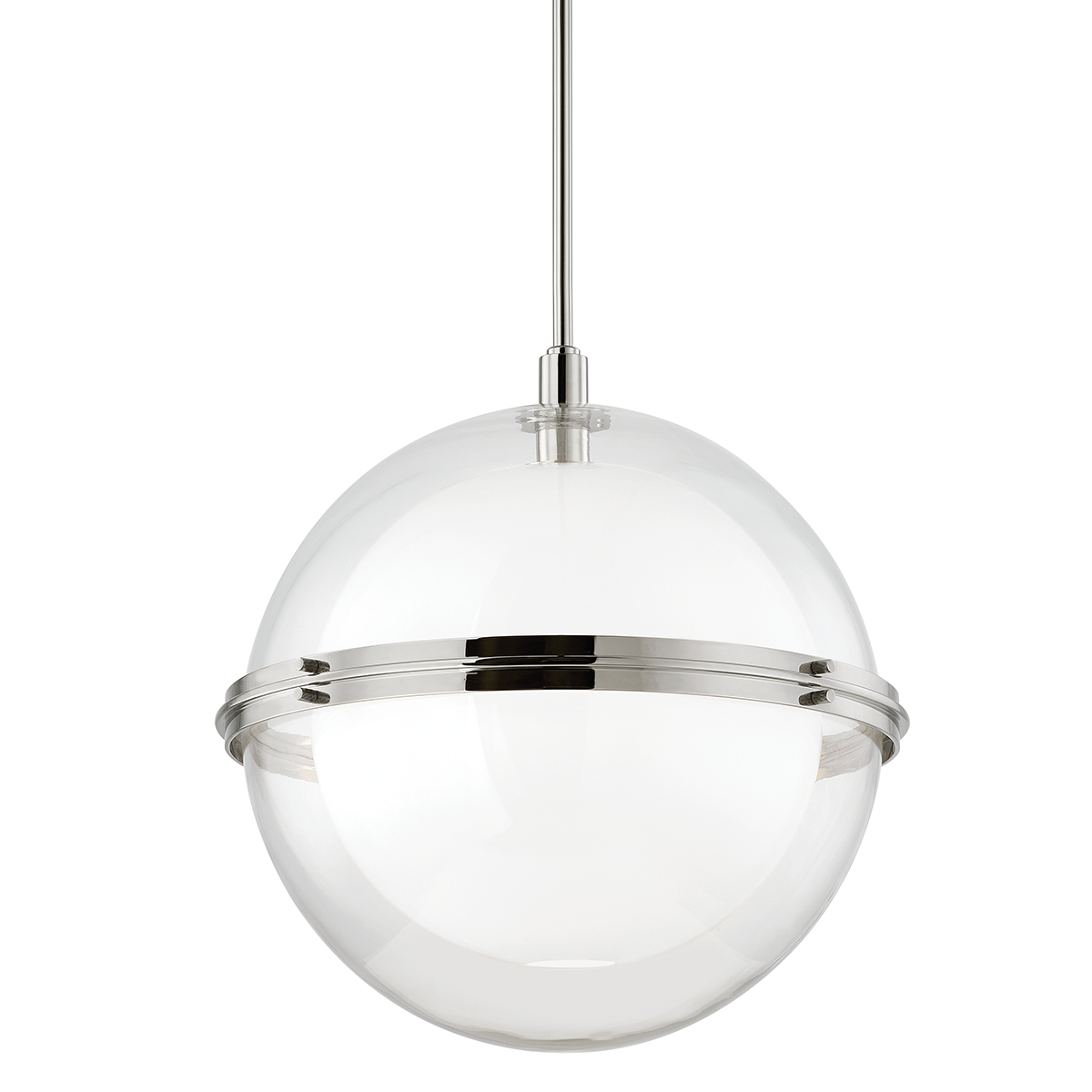 Northport Pendant 22" in polished nickel shown from a second angle to highlight the shade shape and metal detail.