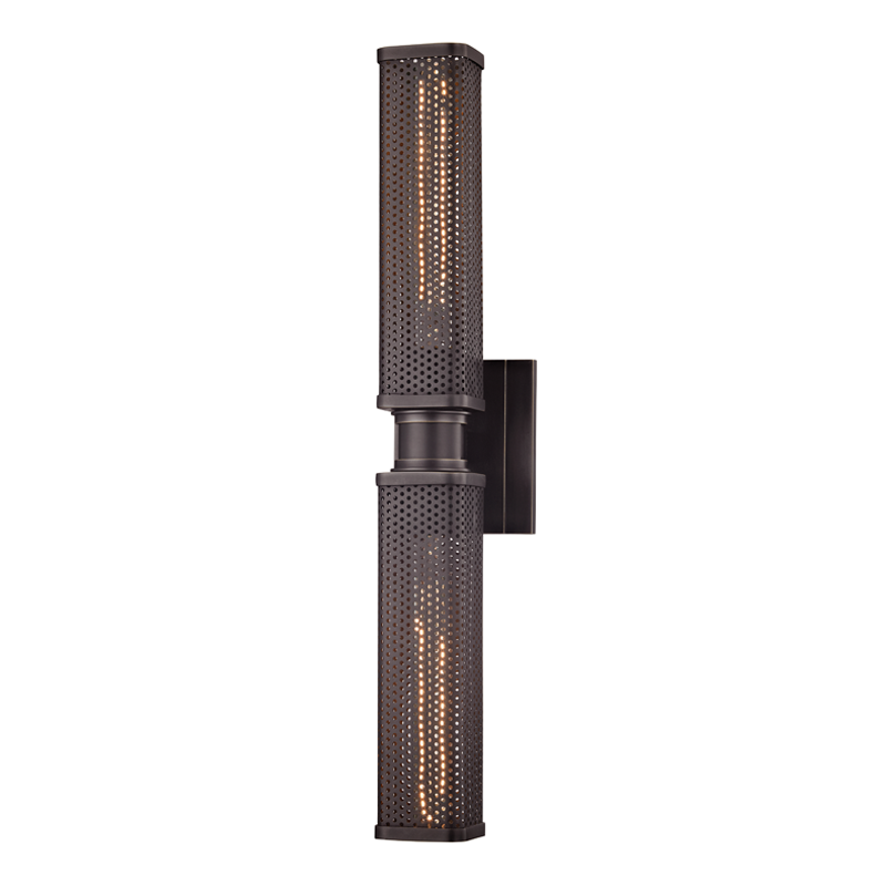 Gibbs Wall Sconce 4.5" x 22.25" in bronze shown from a second angle to highlight the arm curve and shade silhouette.