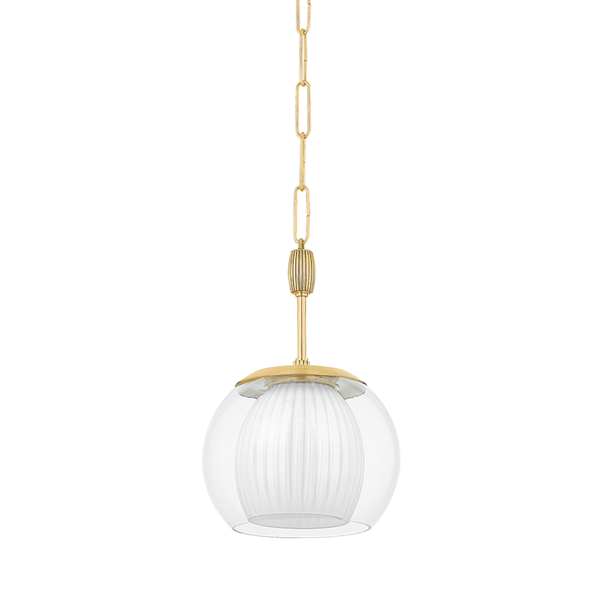 Clementon Pendant 11" in aged brass β a Hudson Valley pendant for kitchens, entries, and dining rooms at Laurie Yapp Home.