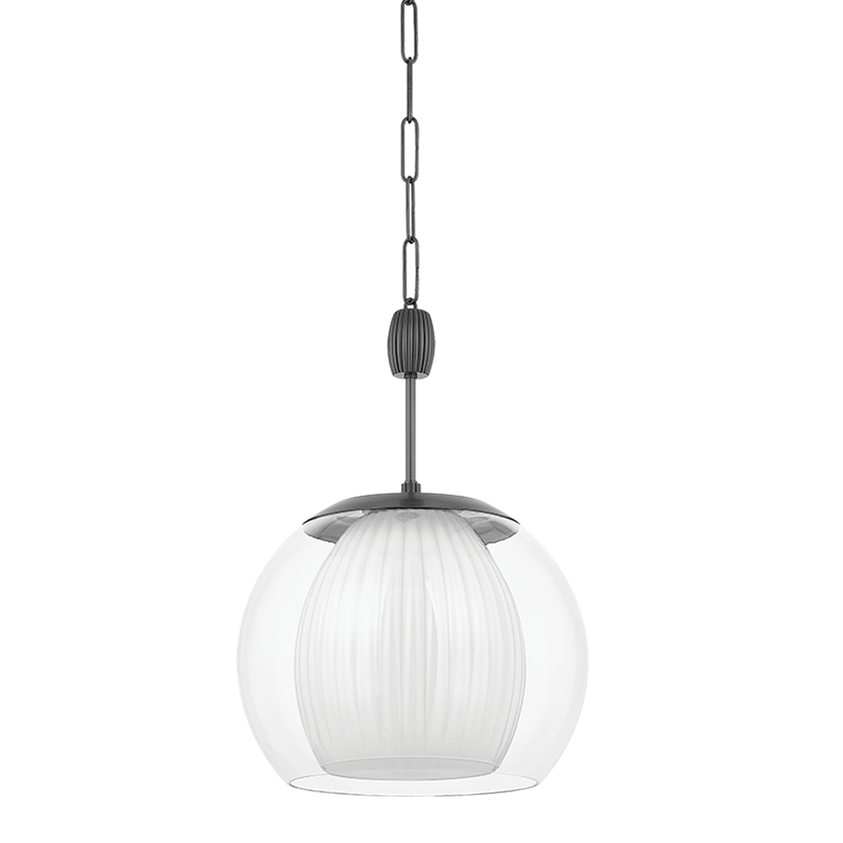 Clementon Pendant 17" in dark bronze shown from a second angle to highlight the shade shape and metal detail.