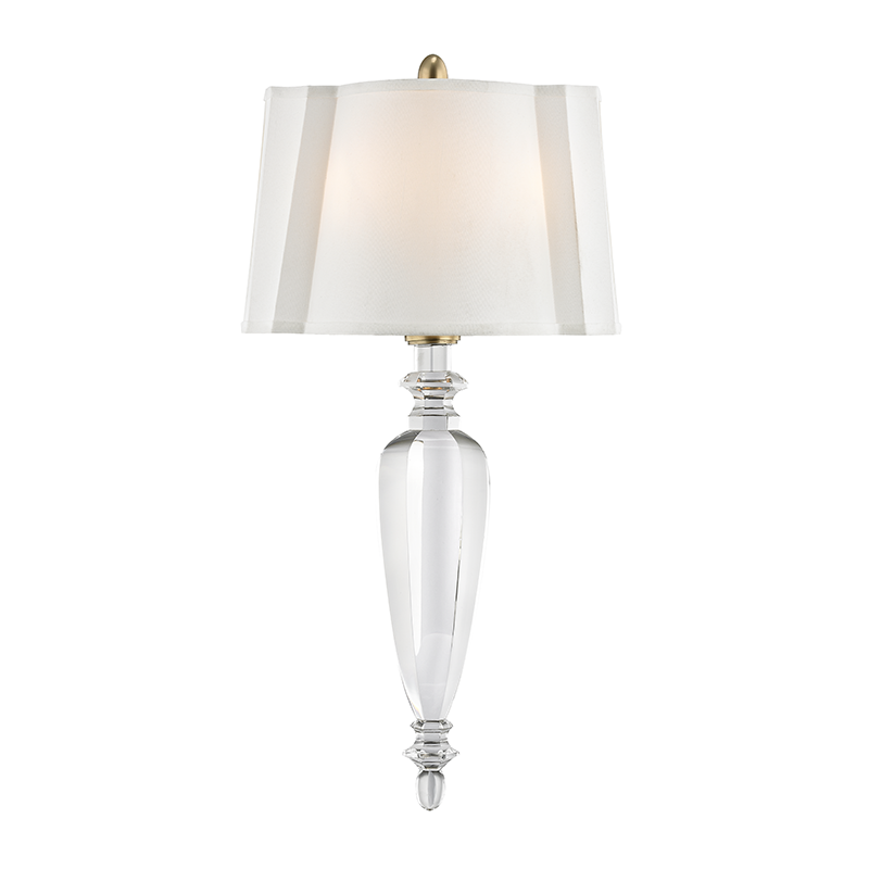 Tipton Wall Sconce 12" x 23.75" in aged brass β a Hudson Valley wall sconce for bathrooms, hallways, and living rooms at Laurie Yapp Home.