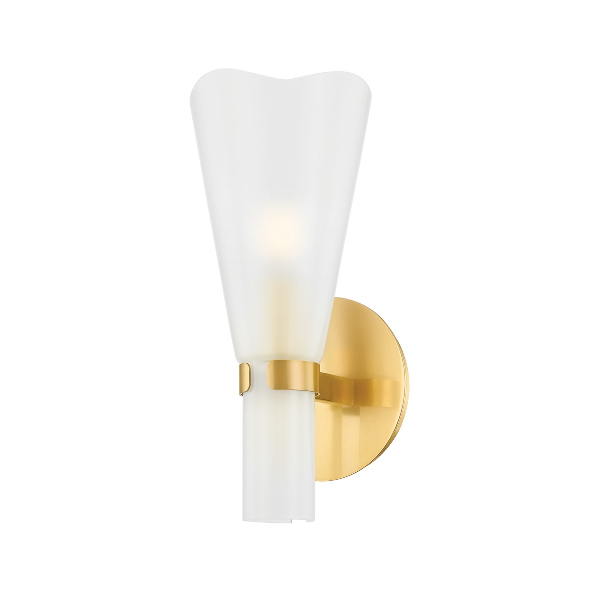 Pine Island Wall Sconce in aged brass — a Hudson Valley wall sconce for bathrooms, hallways, and living rooms at Laurie Yapp Home.