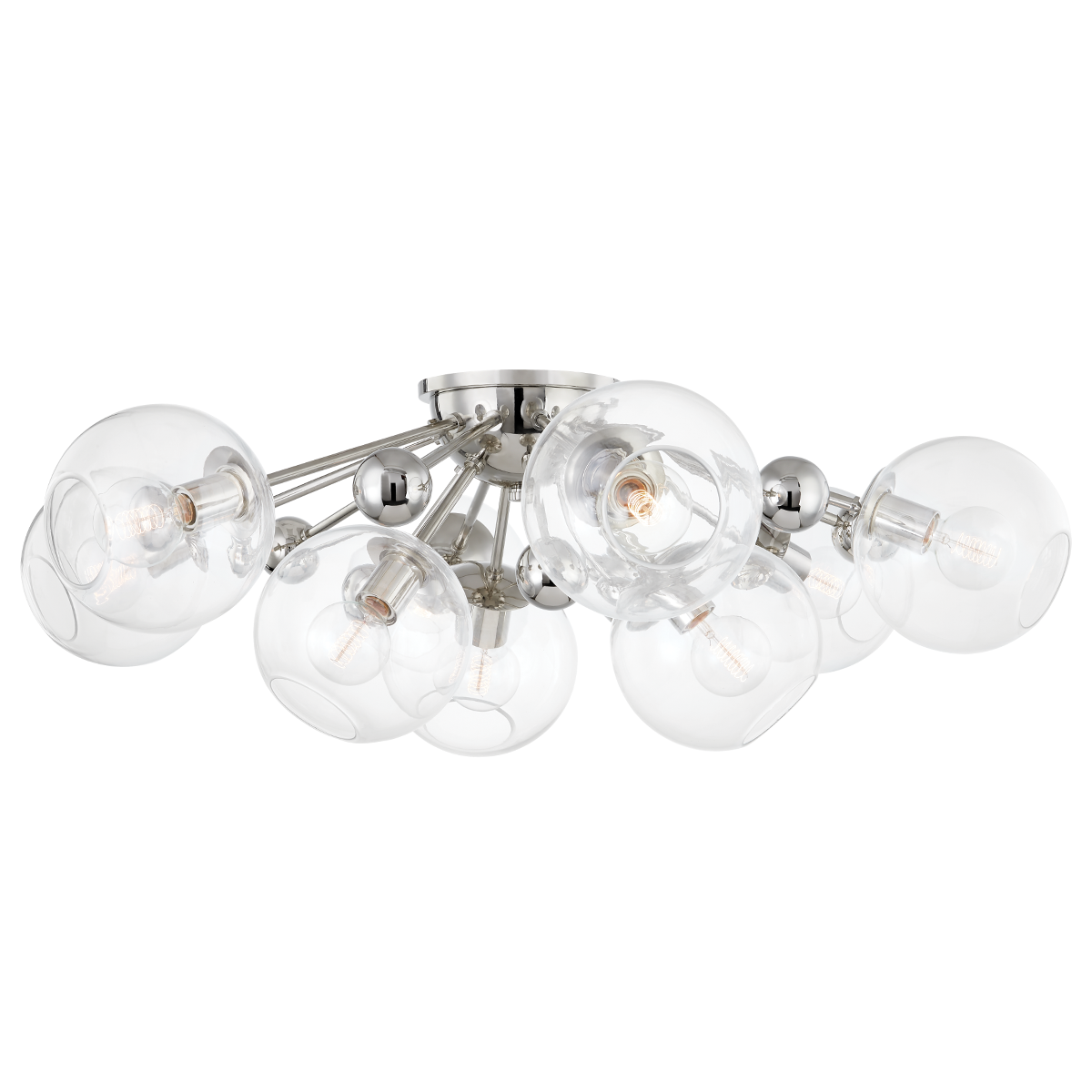 Abbott Semi Flush 41.75" in polished nickel shown from a second angle to highlight the shade profile and mounting canopy.