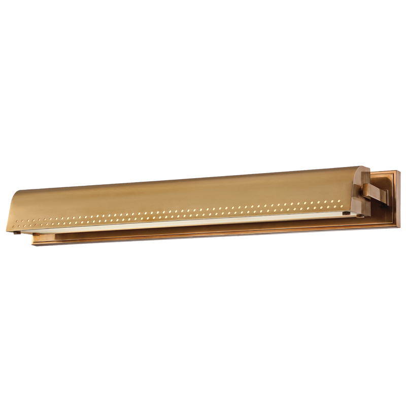Garfield Picture Light 26.5" in aged brass — a Hudson Valley picture light for gallery walls and reading nooks at Laurie Yapp Home.