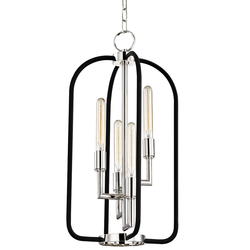Angler Lantern 15" in polished nickel shown from a second angle to highlight the frame and glass panel detail.