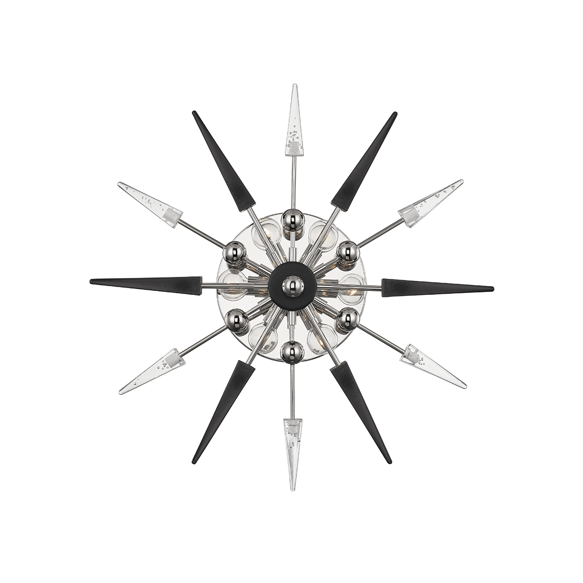 Sparta Wall Sconce in polished nickel shown from a second angle to highlight the arm curve and shade silhouette.
