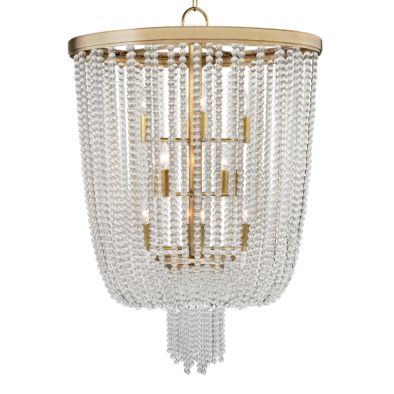 Royalton Chandelier 26" in aged brass — a Hudson Valley chandelier for dining rooms, entries, and living rooms at Laurie Yapp Home.