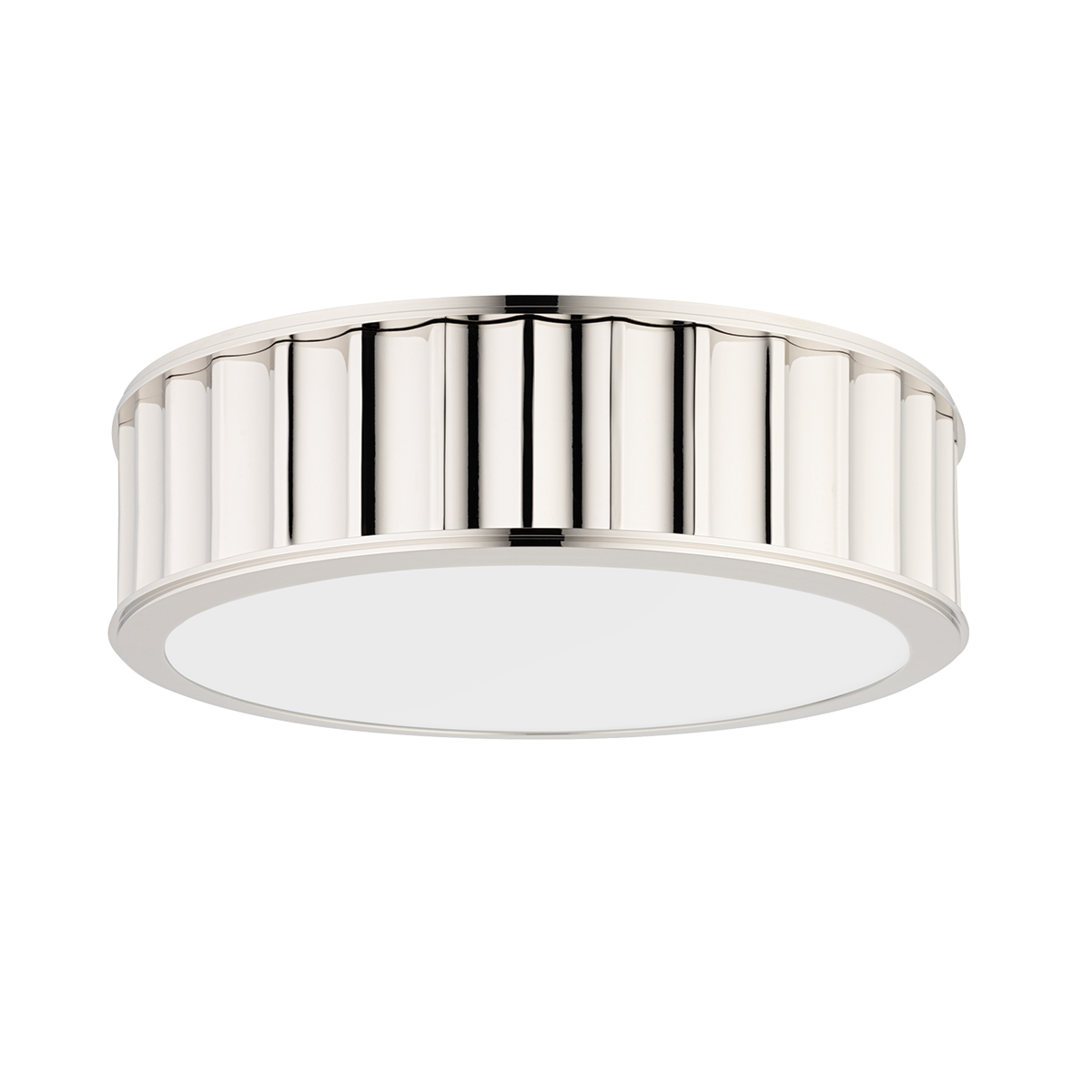Close-up of the Middlebury Flush Mount 13" x 3.75" in polished nickel showing the shade profile and mounting canopy.