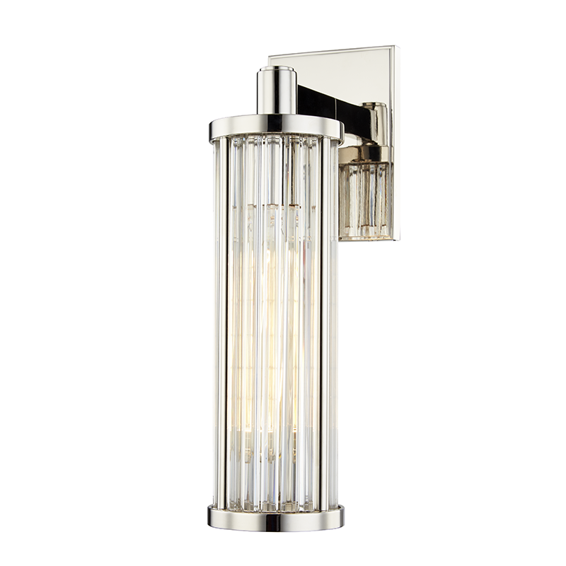 Marley Wall Sconce in polished nickel shown from a second angle to highlight the arm curve and shade silhouette.