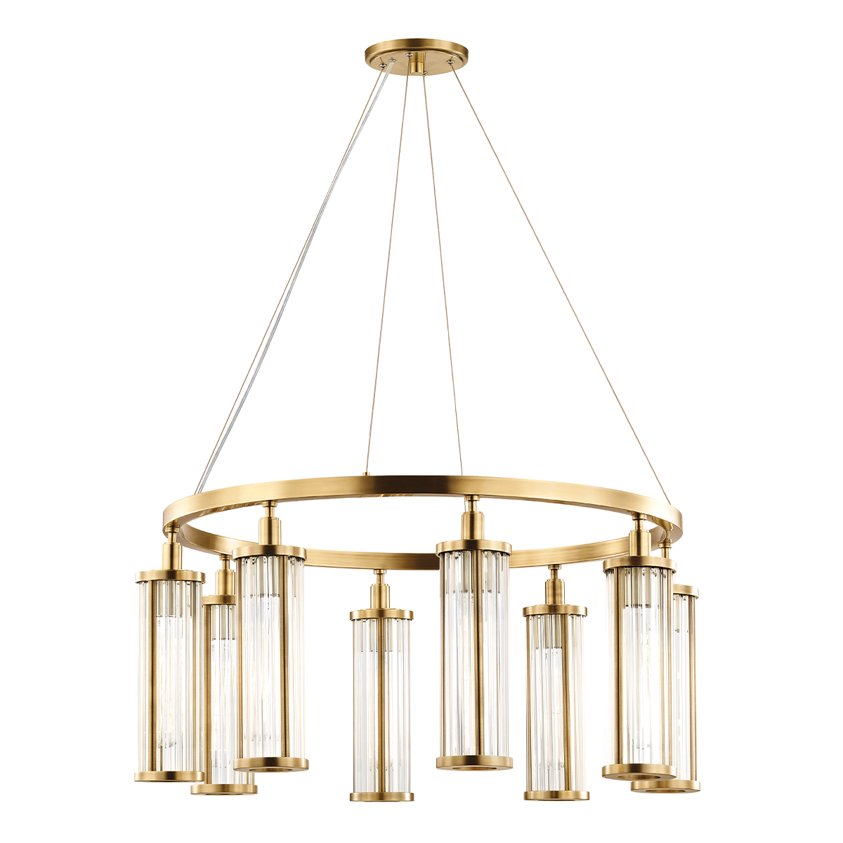 Marley Chandelier 31.25" in aged brass — a Hudson Valley chandelier for dining rooms, entries, and living rooms at Laurie Yapp Home.
