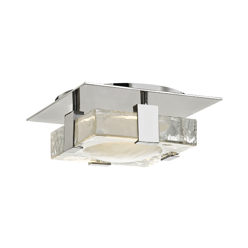 Bourne Semi-Flush 8" in polished nickel shown from a second angle to highlight the shade profile and mounting canopy.