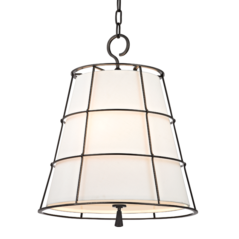 Savona Pendant 17.75" in bronze shown from a second angle to highlight the shade shape and metal detail.