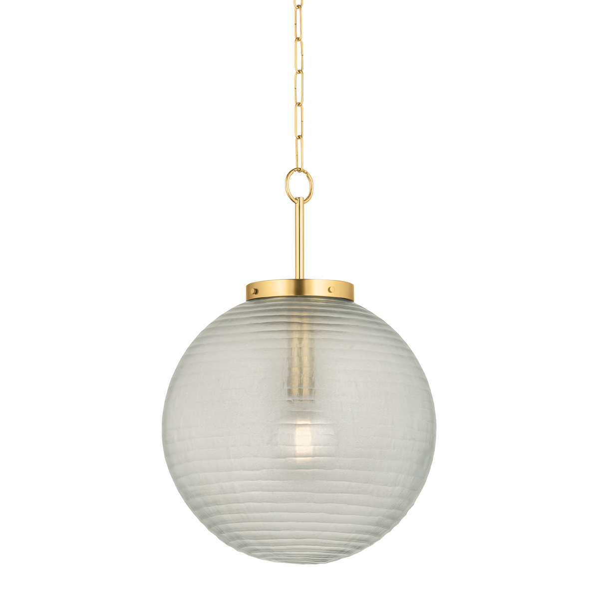 Falls Mills Pendant 20" in aged brass — a Hudson Valley pendant for kitchens, entries, and dining rooms at Laurie Yapp Home.