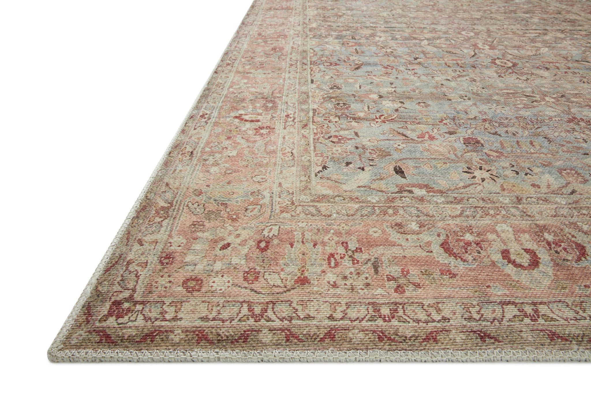 Side view of the Adrian Ocean / Clay rug.