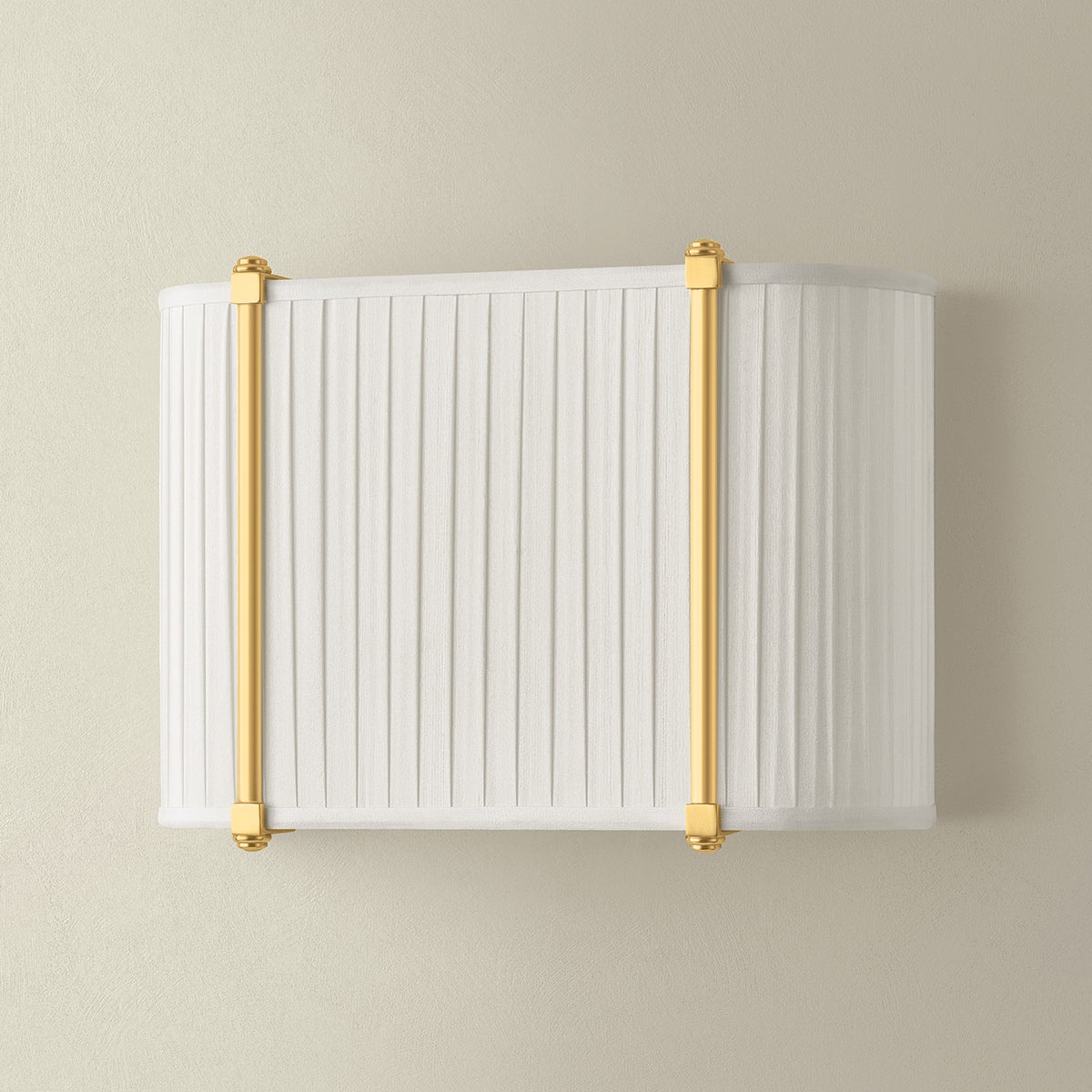 Cornell Wall Sconce 12" in aged brass shown from a second angle to highlight the arm curve and shade silhouette.