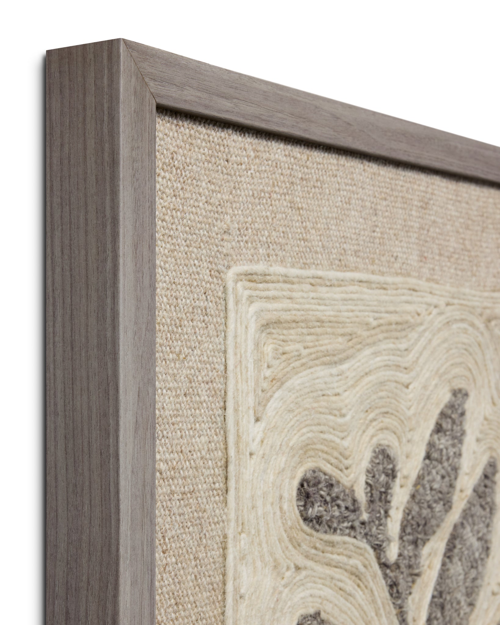 Stem & Stone Grey Rug Art shown from another angle.