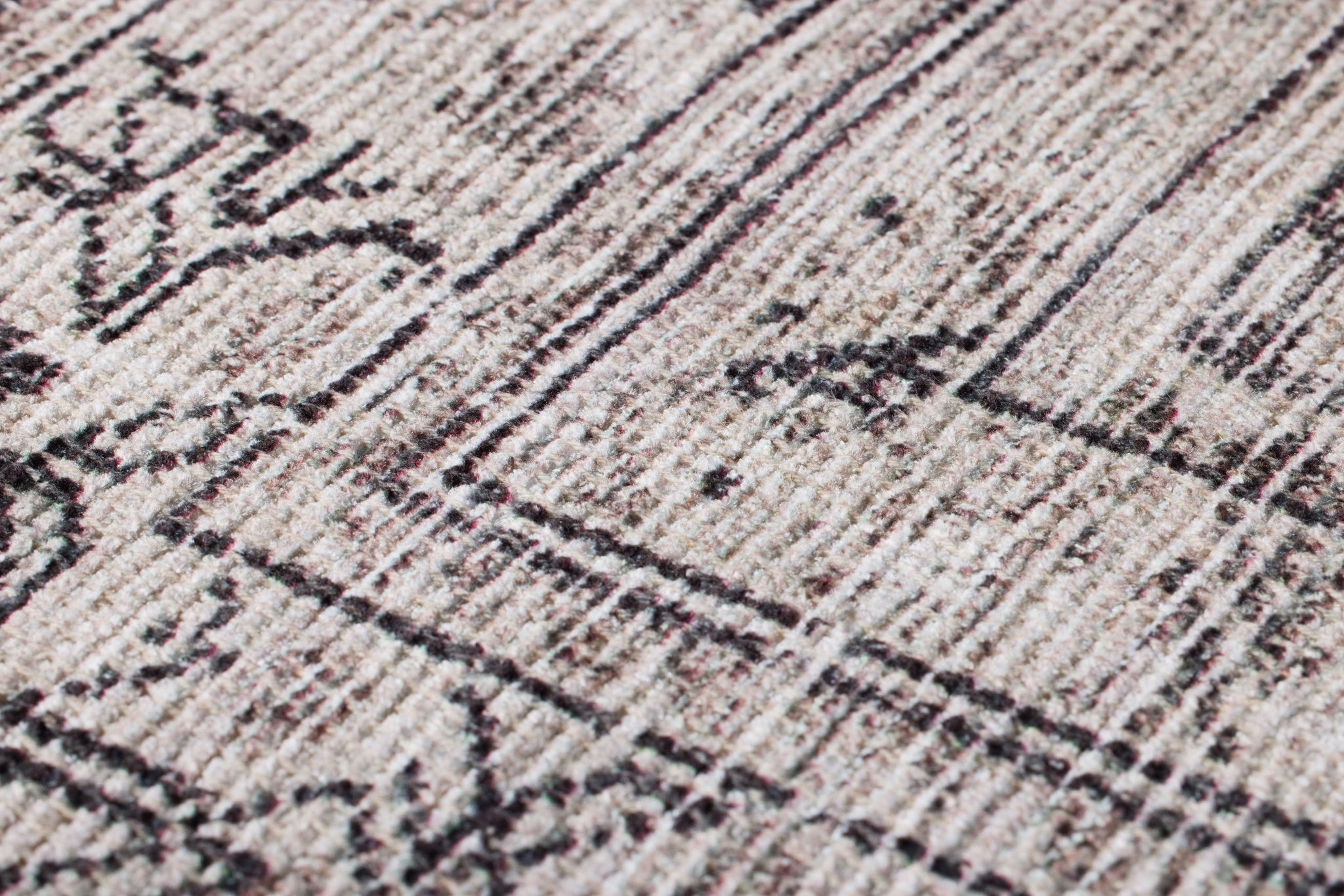 Aleppo Black / Ivory Rug Art shown from a different angle to reveal its pattern.