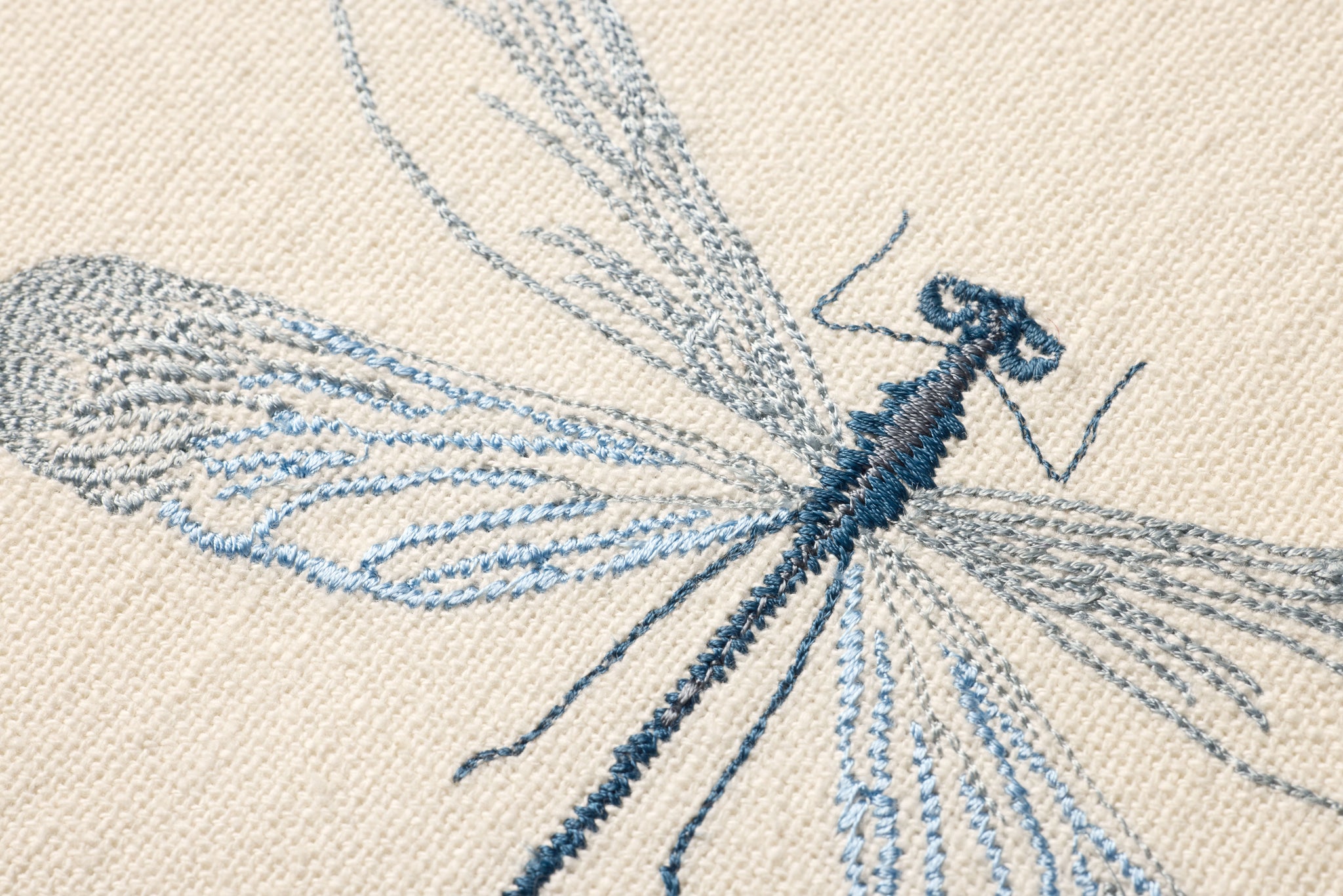 Dragonfly Blue Blue / Beige Rug Art shown from a different angle to reveal its pattern.