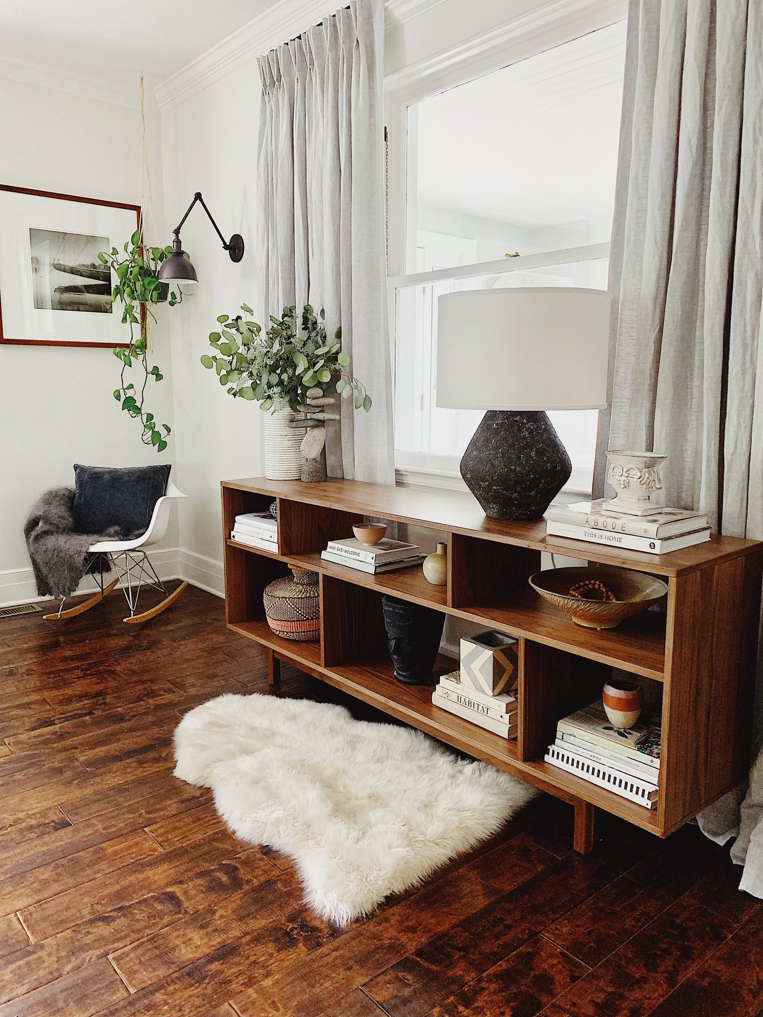 Artifact Table Lamp 16.75" styled in a curated console for warm, layered light at Laurie Yapp Home.