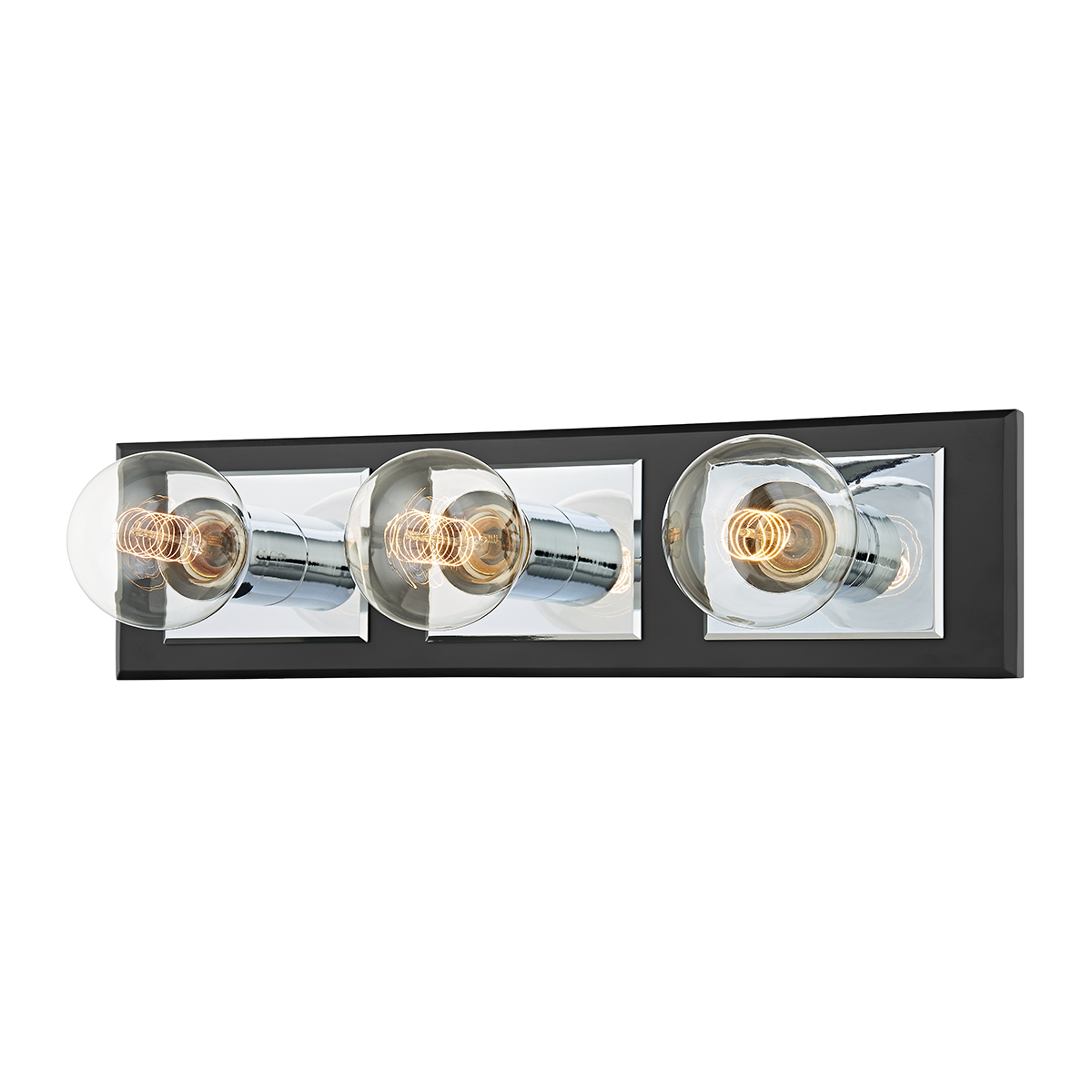 Runyan Bath And Vanity 17.75" in polished chrome shown from a second angle to highlight the arm spread and shade silhouette.