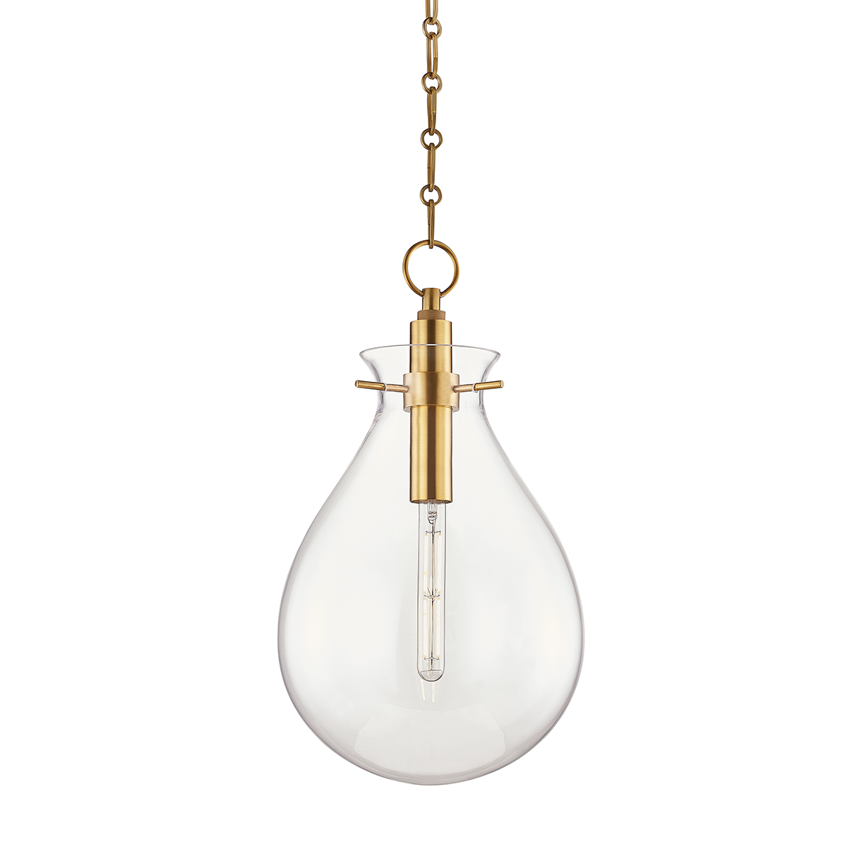 Ivy Pendant 12.5" in aged brass β a Hudson Valley pendant for kitchens, entries, and dining rooms at Laurie Yapp Home.