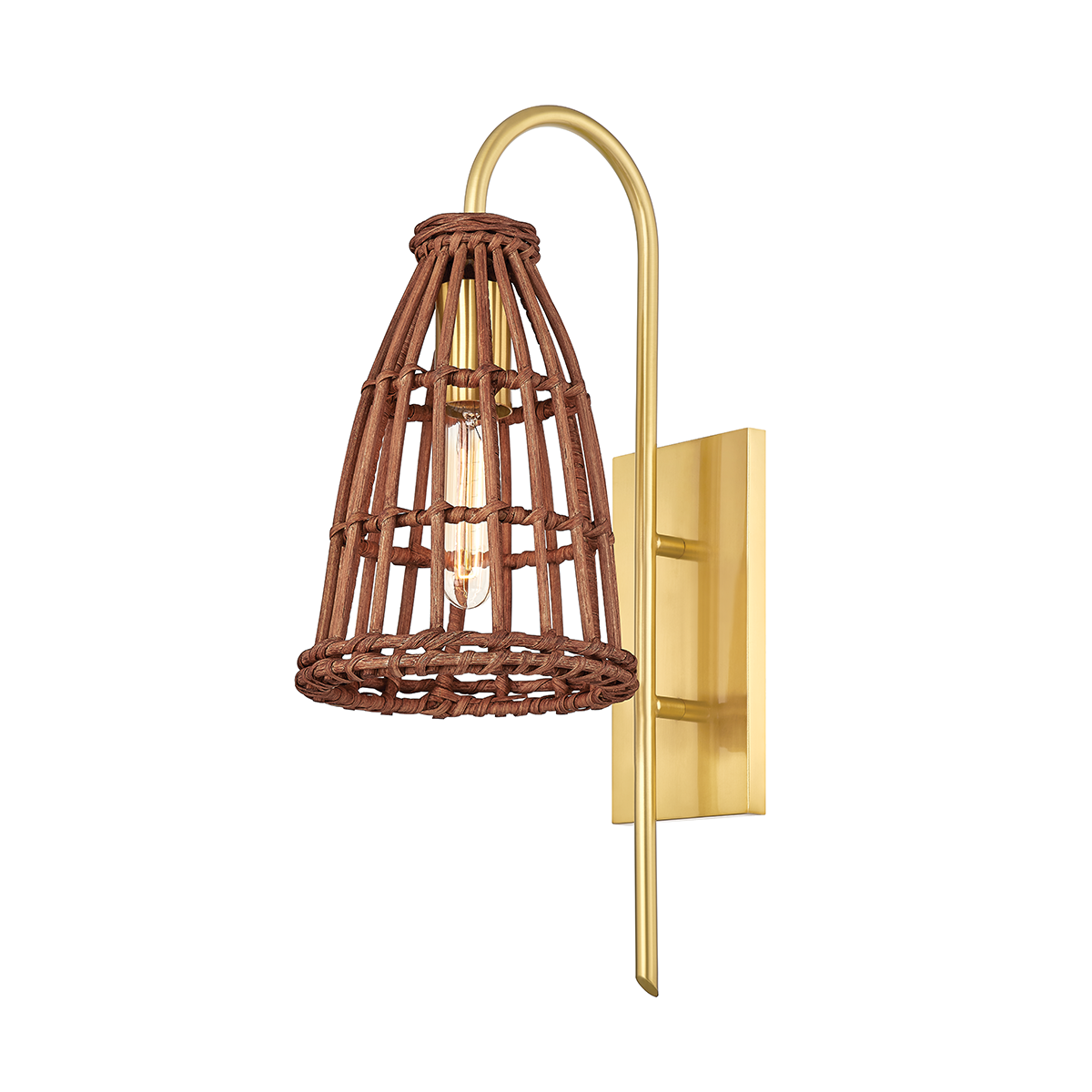 Jordan Wall Sconce in aged brass — a Hudson Valley wall sconce for bathrooms, hallways, and living rooms at Laurie Yapp Home.