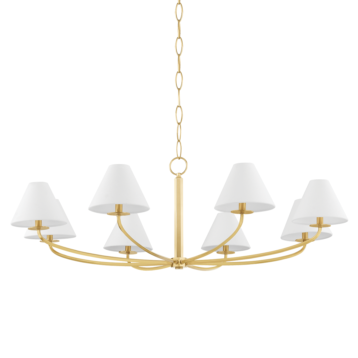 Stacey Chandelier 52.25" in aged brass β a Hudson Valley chandelier for dining rooms, entries, and living rooms at Laurie Yapp Home.