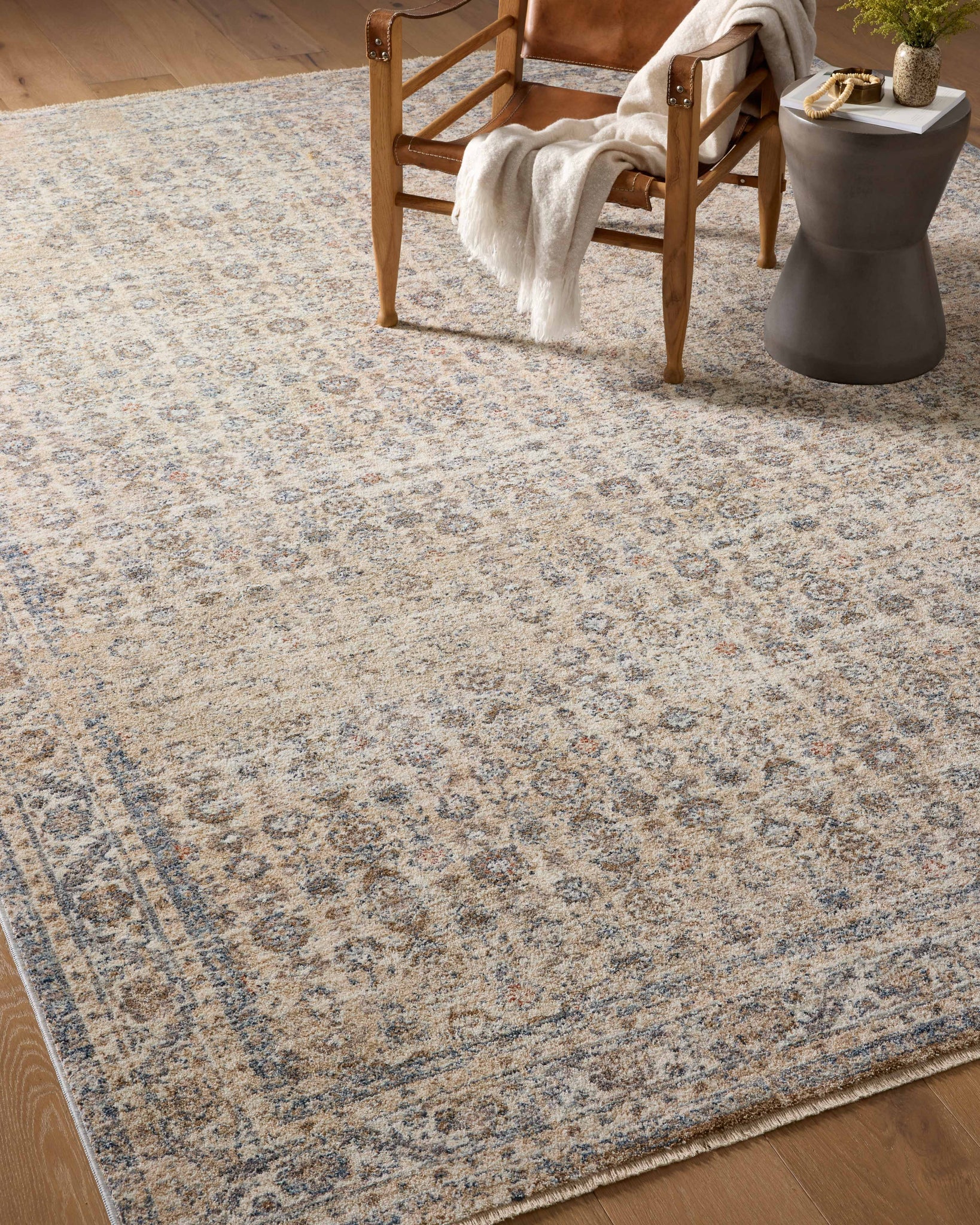 Blake Beige / Denim shown from a different angle to reveal its pattern.