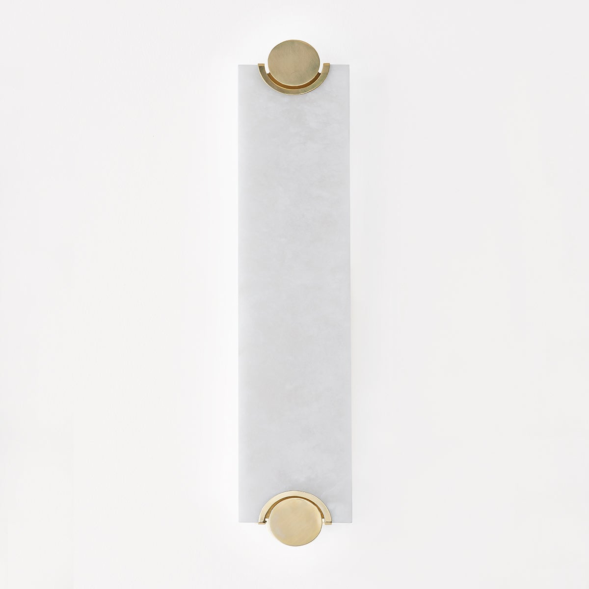 Brant Wall Sconce in aged brass shown from a second angle to highlight the arm curve and shade silhouette.