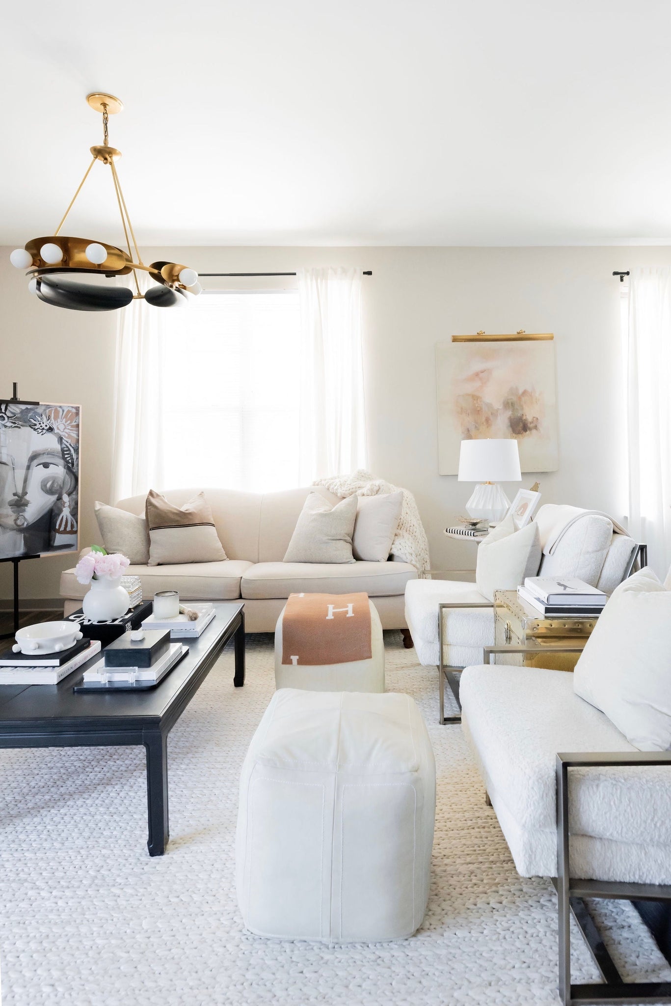 Hopper Chandelier 32" styled in a two-story entry for warm, layered light at Laurie Yapp Home.