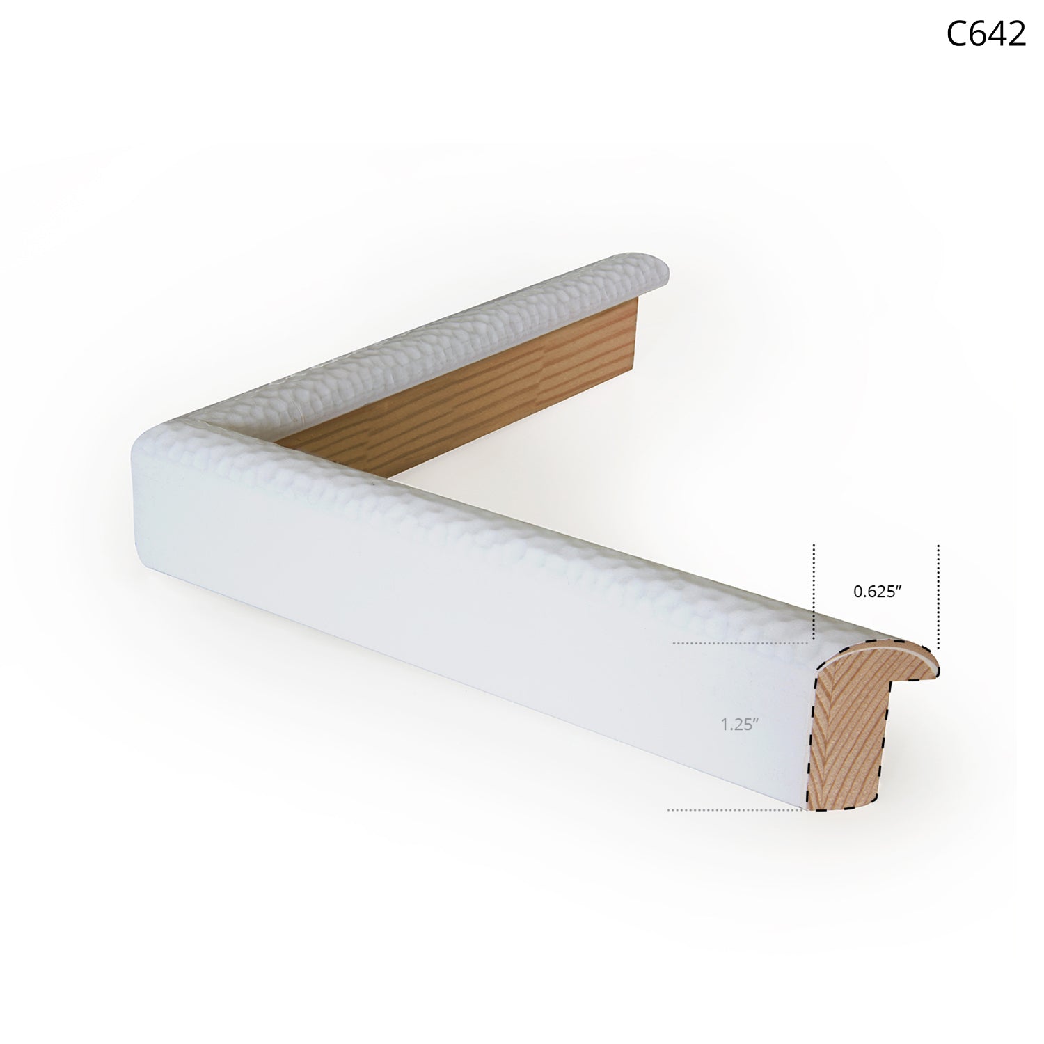 White textured frame corner with wooden backing, designed for wall art display.