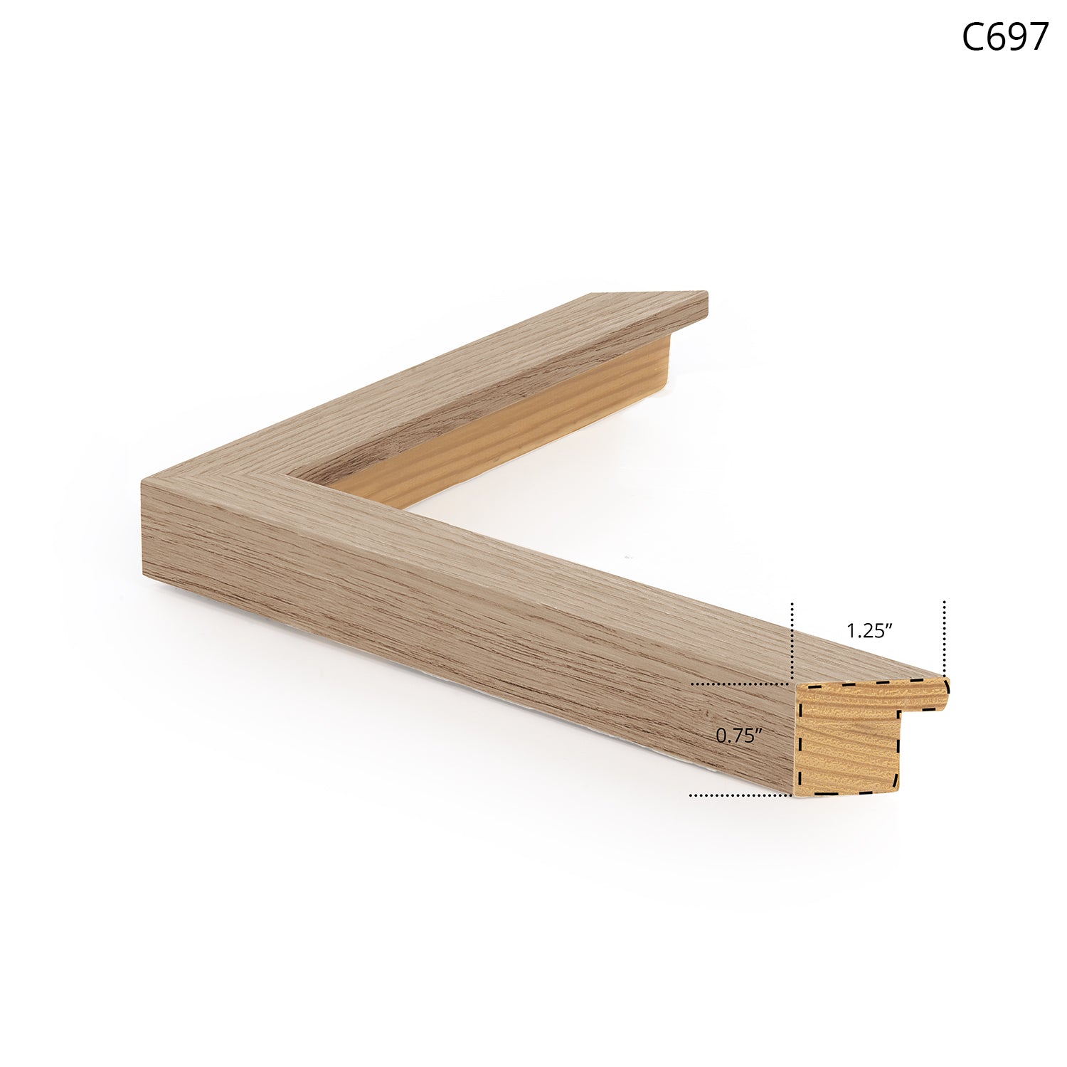The Paddle, a wooden picture frame in light oak finish, showcasing a modern design with a flat profile.