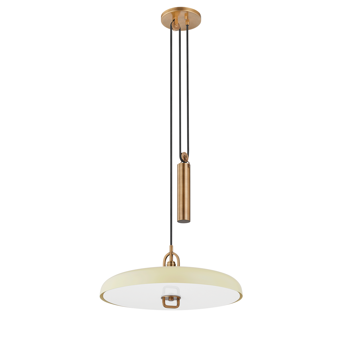 Plummet Pendant shown from a second angle to highlight the shade shape and metal detail.