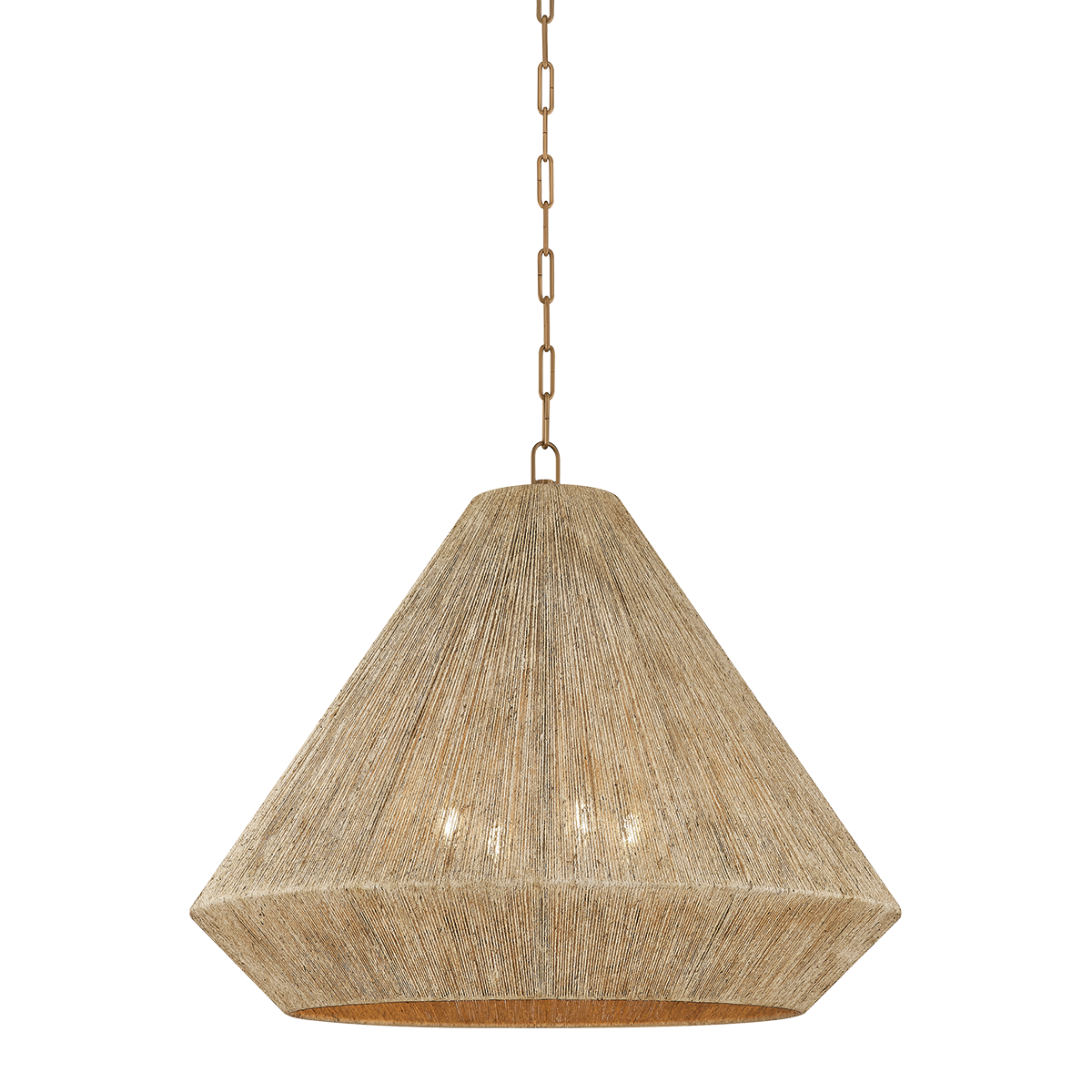 Keats Pendant 30" shown from a second angle to highlight the shade shape and metal detail.