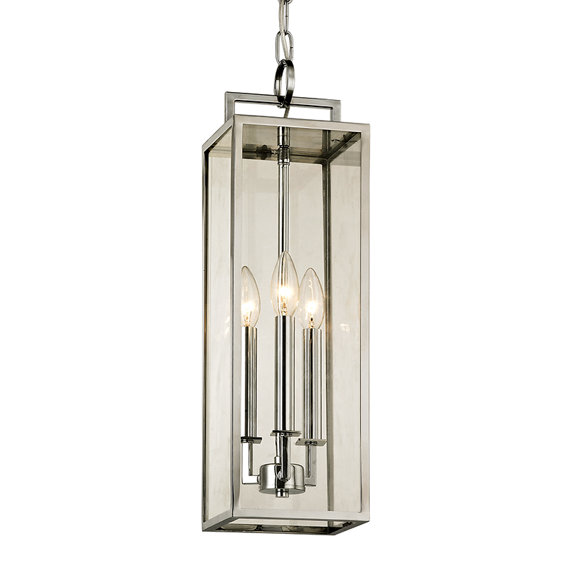 Beckham Exterior Lantern 6" x 21.25" shown from a second angle to highlight the frame and glass panel detail.