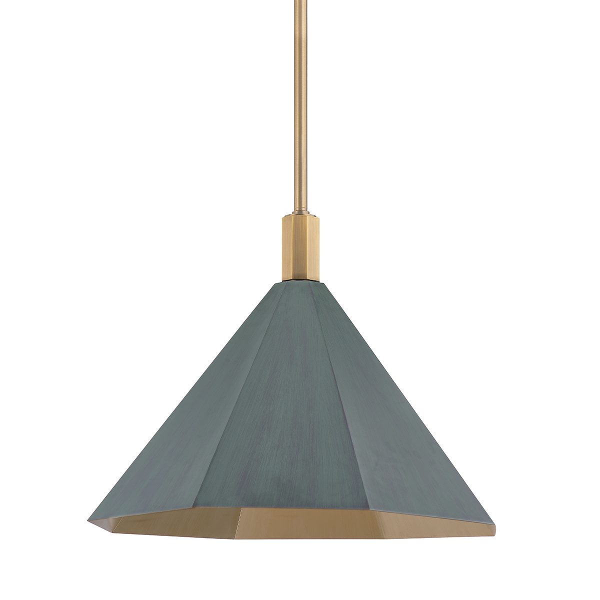 Huntley Pendant 22" x 15.75" shown from a second angle to highlight the shade shape and metal detail.