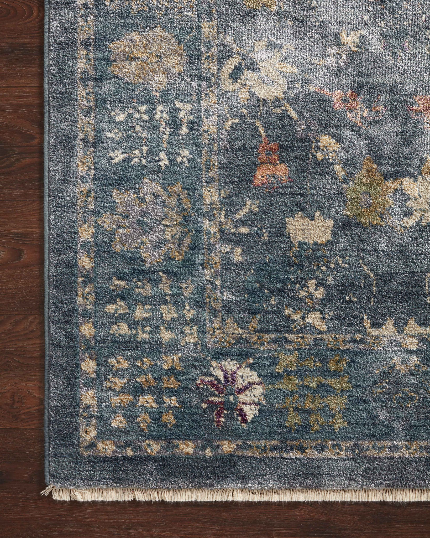 Side view of the Giada Denim / Multi rug.