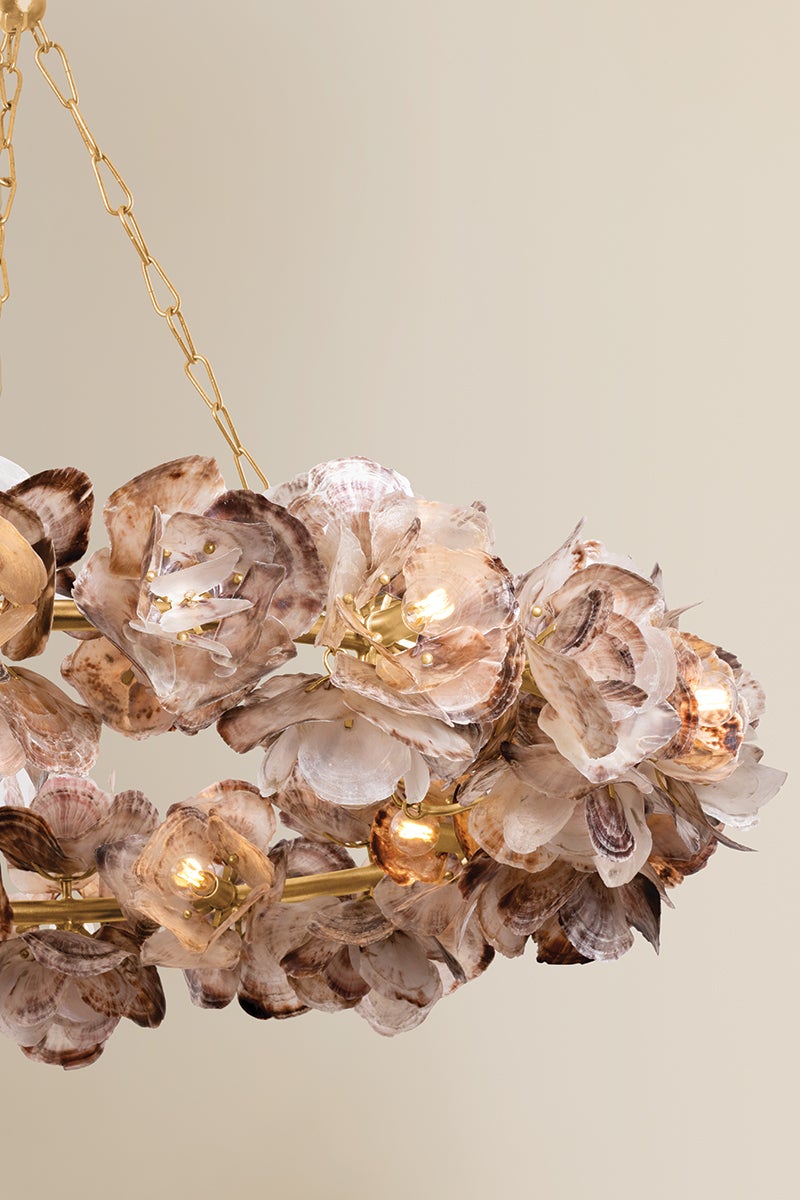 Galle Chandelier 54.25" shown from a second angle to highlight the frame, arms, and shade detail.