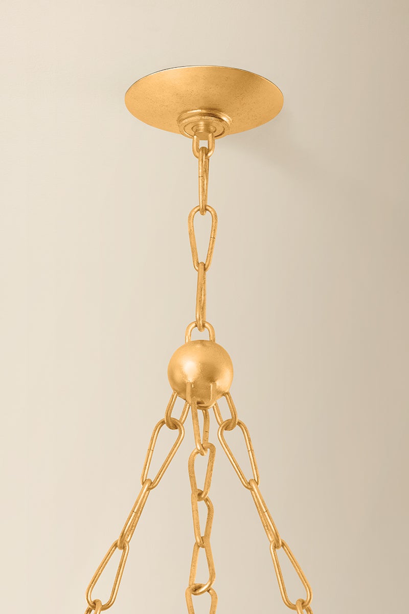 Close-up of the Galle Chandelier 54.25" showing the frame, arms, and shade detail.