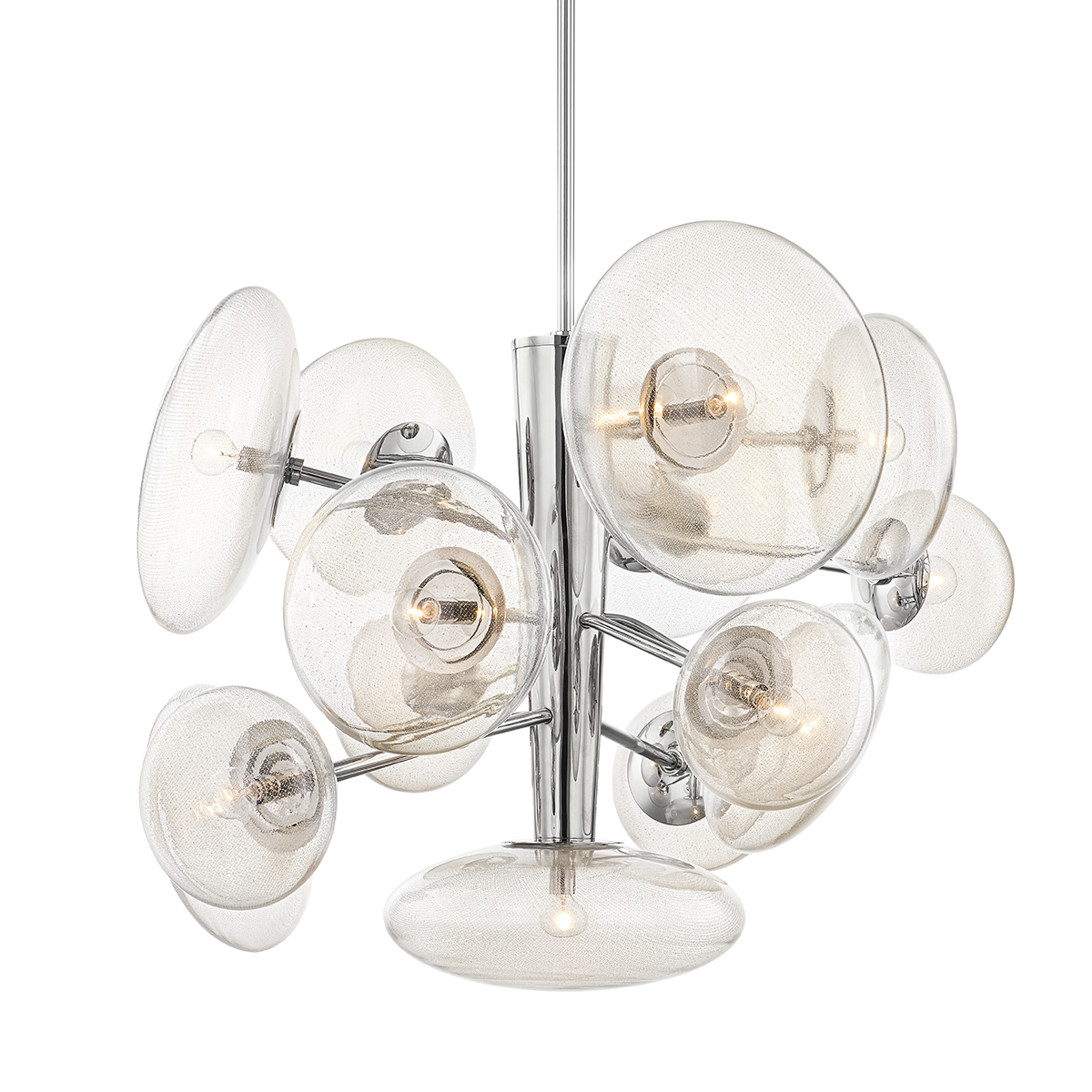 Opera Chandelier 55" in polished nickel shown from a second angle to highlight the frame, arms, and shade detail.