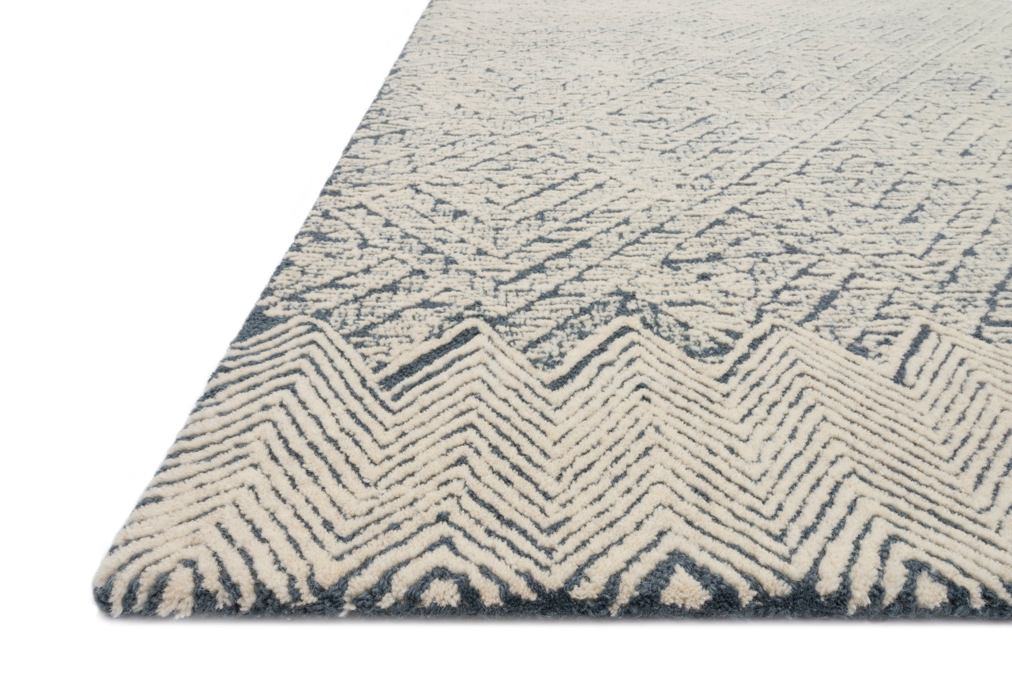 Side view of the Kopa Blue / Ivory rug.