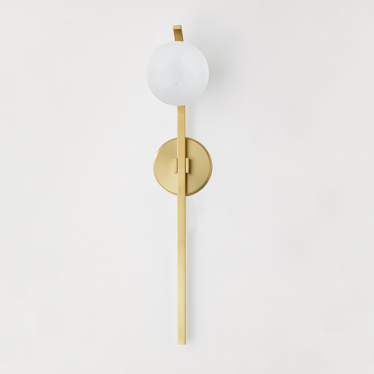 Laval Wall Sconce 4.75" in aged brass shown from a second angle to highlight the arm curve and shade silhouette.