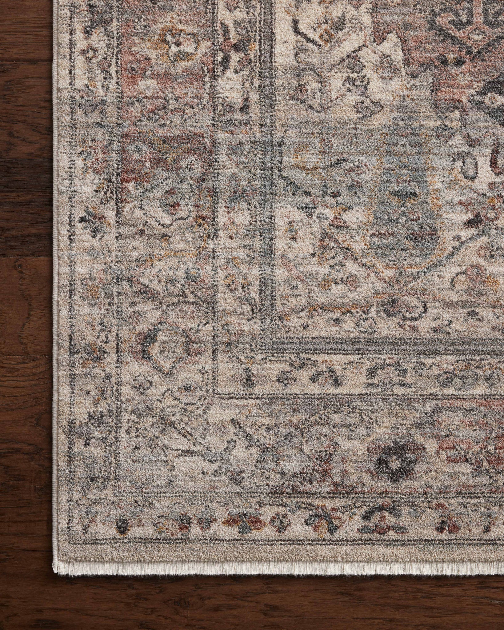 Side view of the Lyra Sunset / Silver rug.