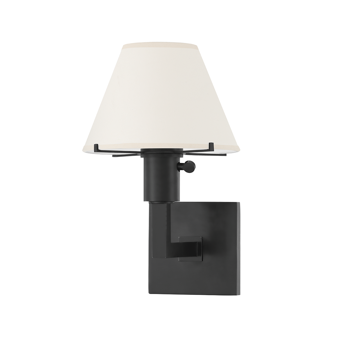 Leeds Wall Sconce in bronze shown from a second angle to highlight the arm curve and shade silhouette.