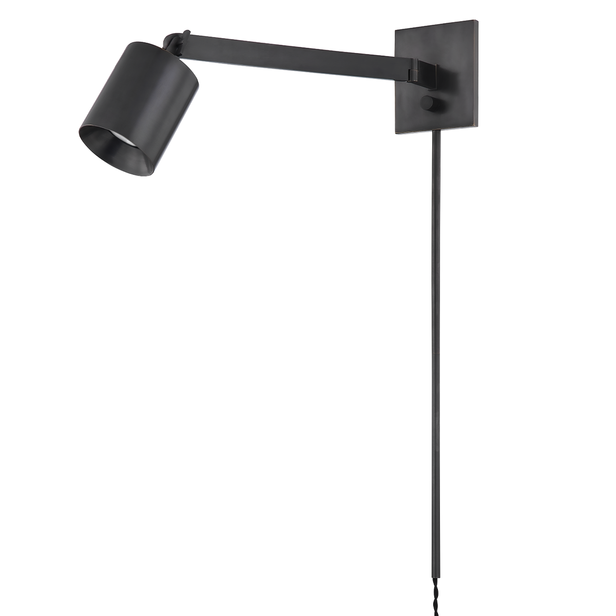 Highgrove Plug-In Sconce in dark bronze shown from a second angle to highlight the arm profile and shade silhouette.
