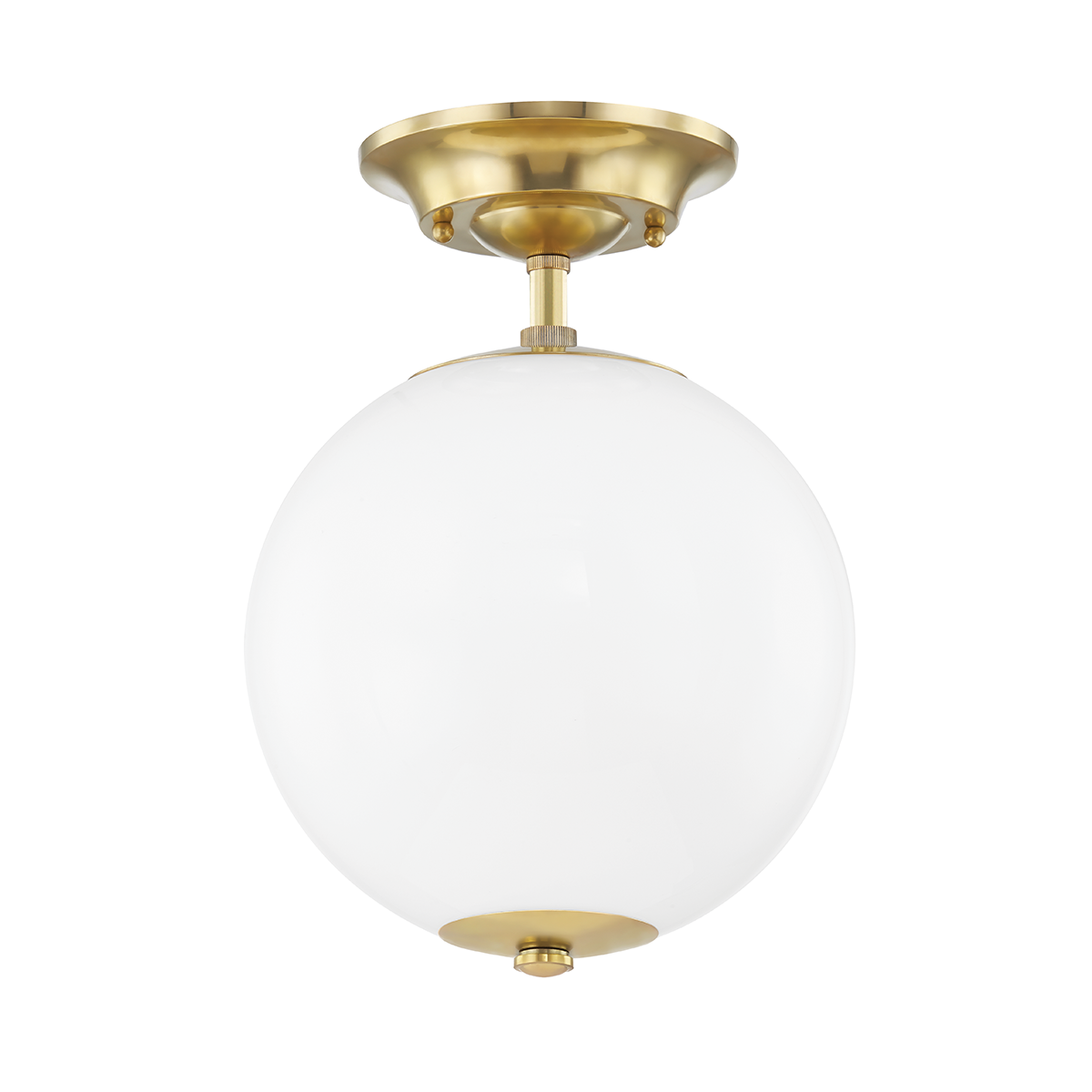 Sphere No.1 Semi Flush in aged brass β a Hudson Valley semi flush for hallways, bedrooms, and entryways at Laurie Yapp Home.