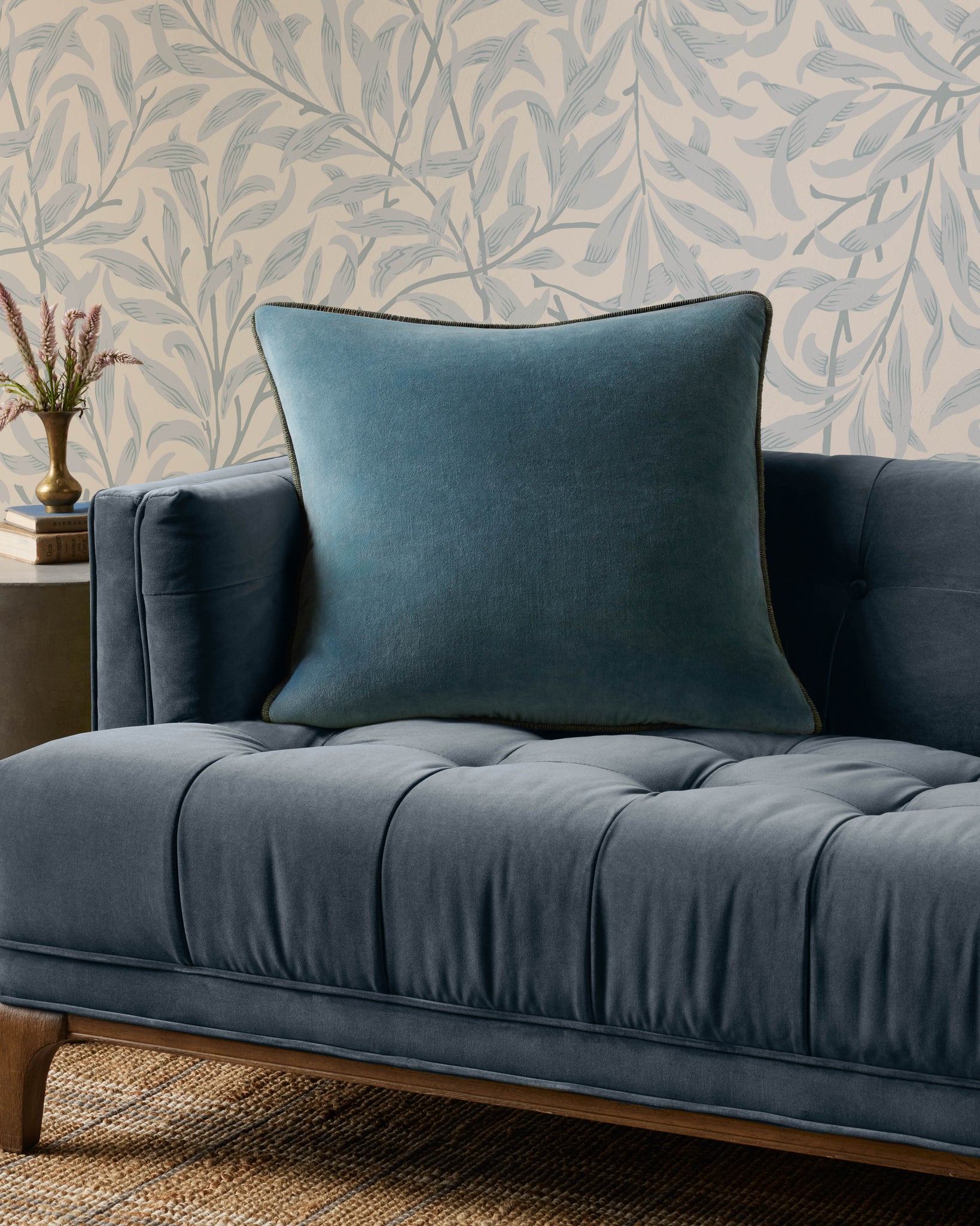Liza Blue Pillow shown from another angle.