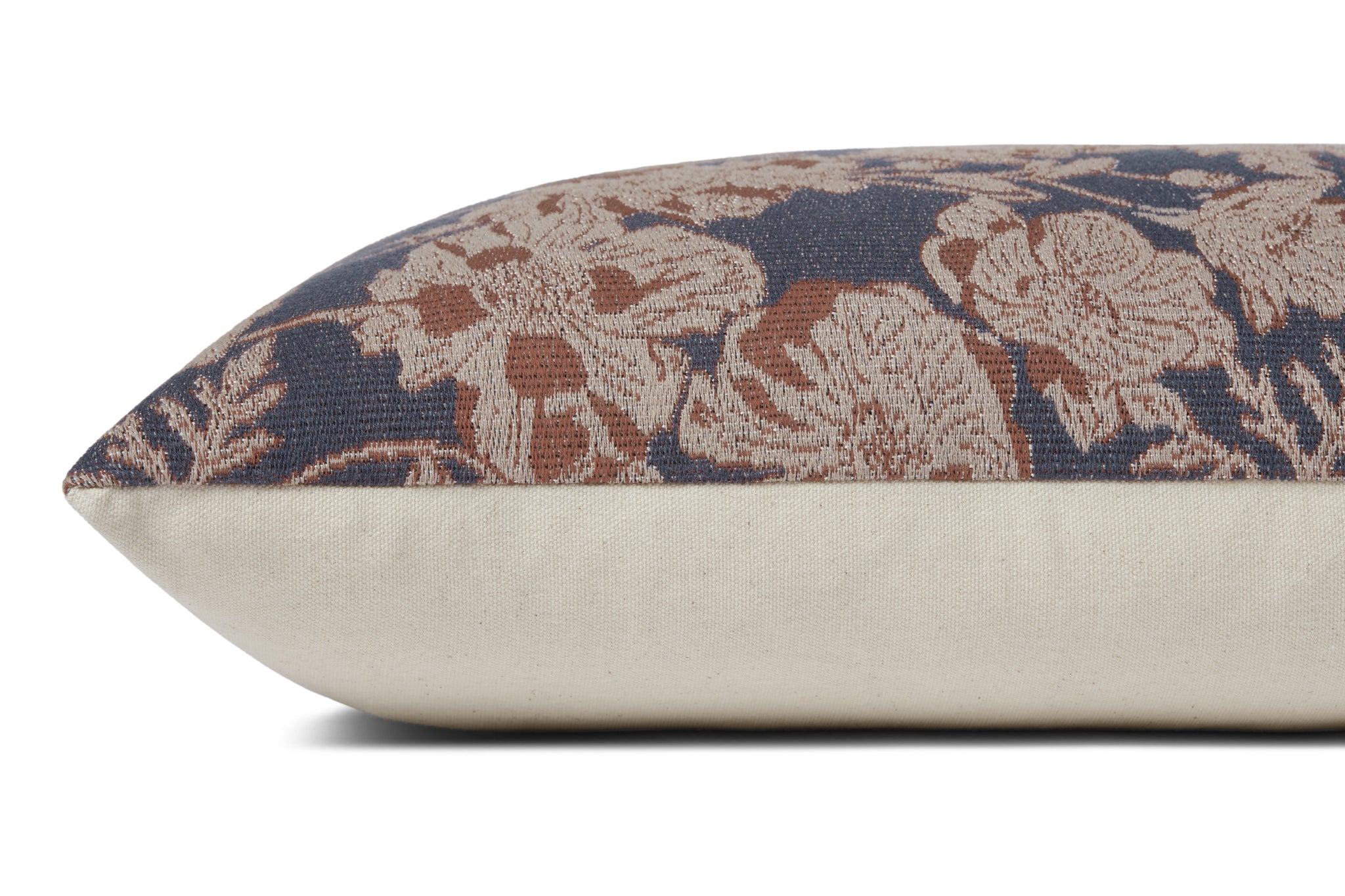 Matilda Navy / Clay Pillow shown from a different angle to reveal its pattern.